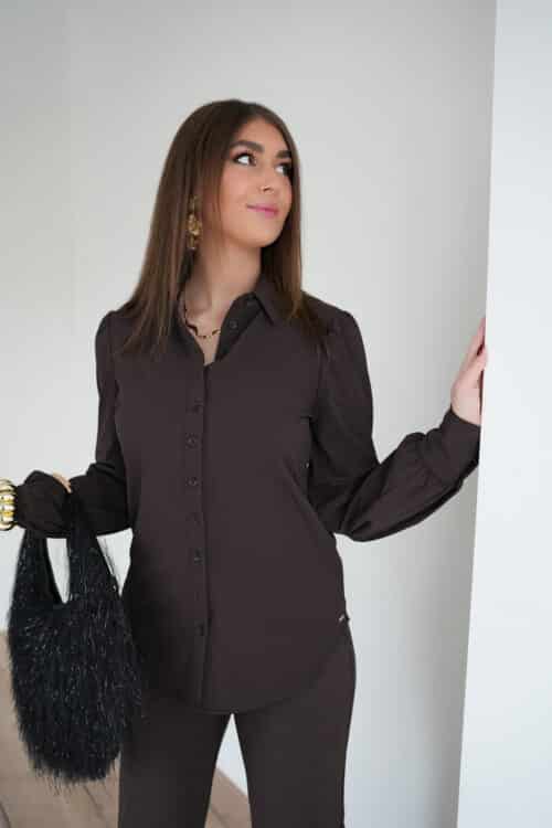 Mi Piace Blouse Puff Sleeves Espresso