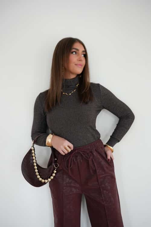 Cece Lurex Sweater Brown