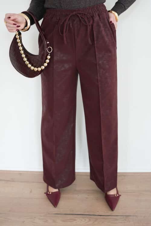 Elina Leatherlook Pants Bordeaux