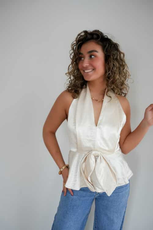 Halter Top Strik Champagne ^