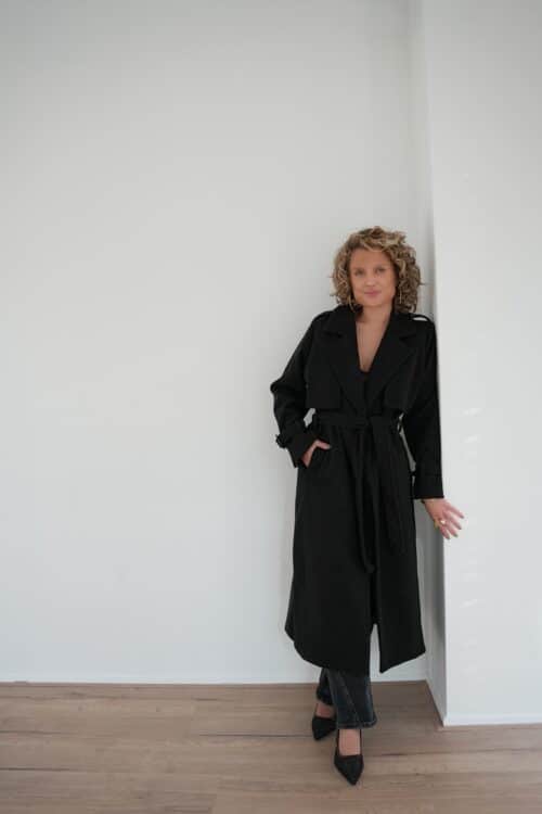 Alternative view of Marijn Trenchcoat Black