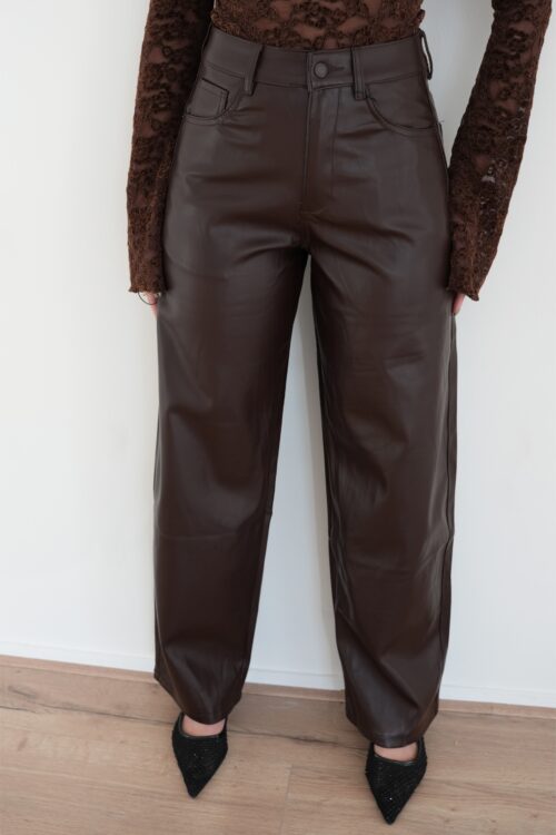 Zoe Leather Barrel Brown 6057-2