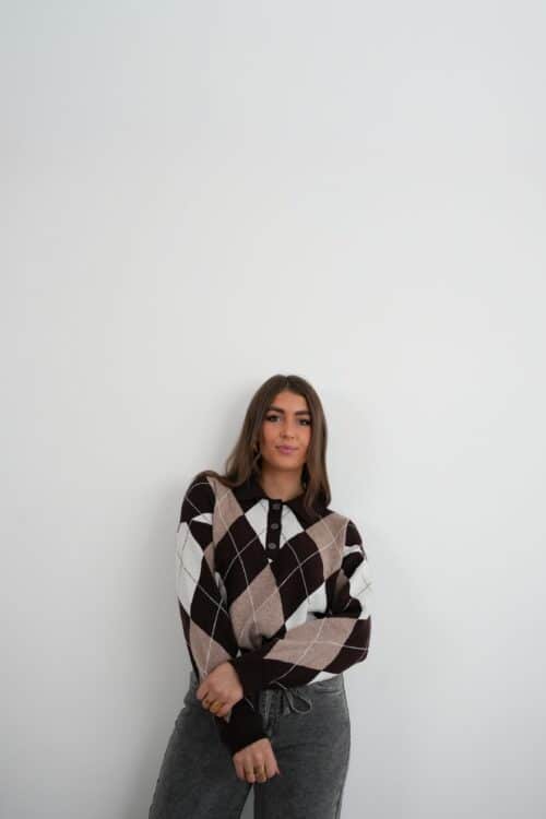 Alternative view of Cilou Sweater Argyle Print Brown ^