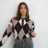 Cilou Sweater Argyle Print Brown ^