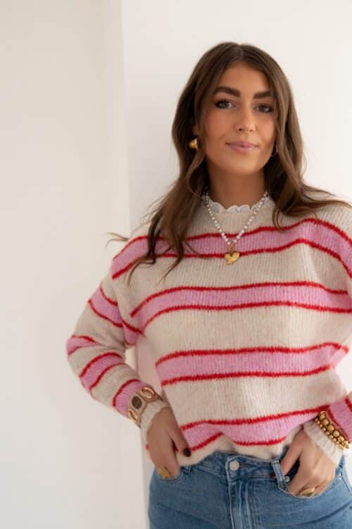 Emma Sweater Striped Pink ~