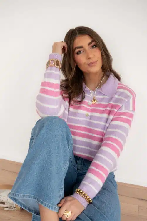 Babette Striped Sweater Lila Pink -