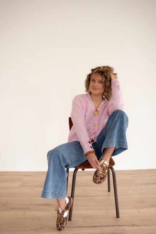 Alternative view of Mina Heart Cardigan Pink #