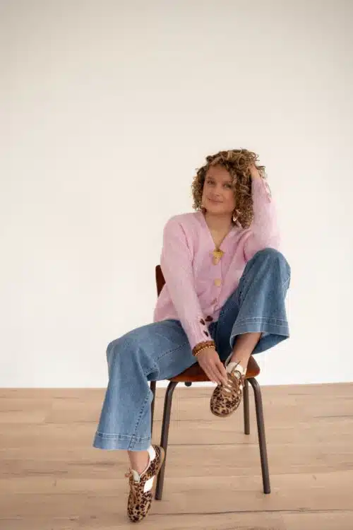 Alternative view of Mina Heart Cardigan Pink #