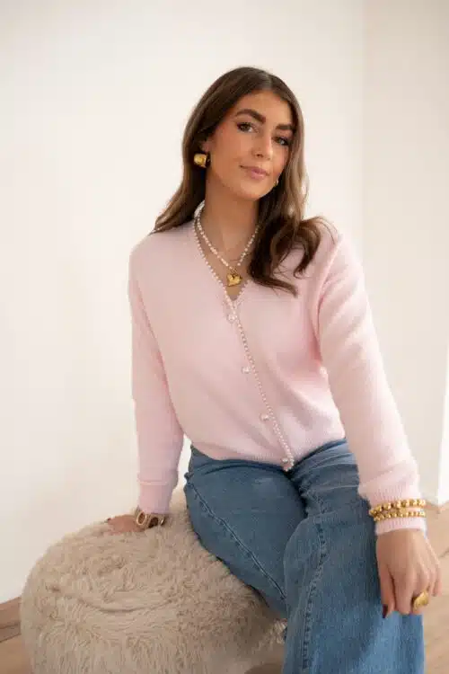 Sharon Pearl Cardigan Pink ~