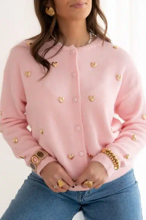 Alternative view of Sanne Hearts Cardigan Pink ^