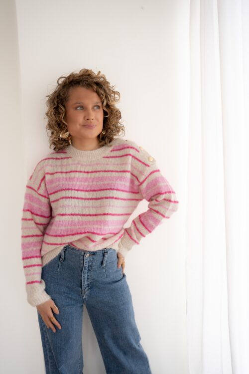 Hailey Sweater Striped Beige Pink -