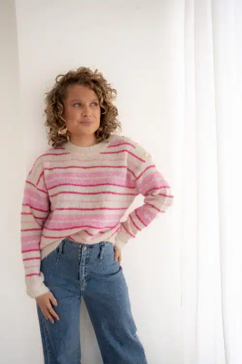 Hailey Sweater Striped Beige Pink -