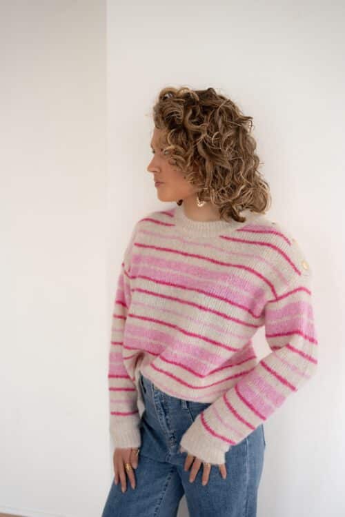 Alternative view of Hailey Sweater Striped Beige Pink -