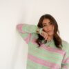 Hailey Sweater Striped Pink Lime ^