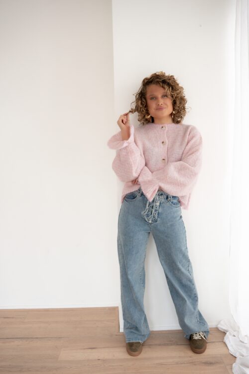 Alternative view of Dani Striped Cardigan Pink #