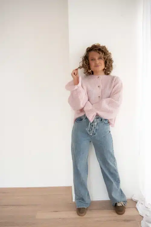 Alternative view of Dani Striped Cardigan Pink #