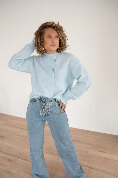 Alternative view of Marit Cardigan Heart Details Blue |