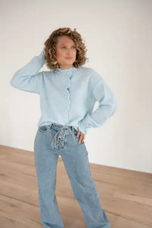 Alternative view of Marit Cardigan Heart Details Blue |