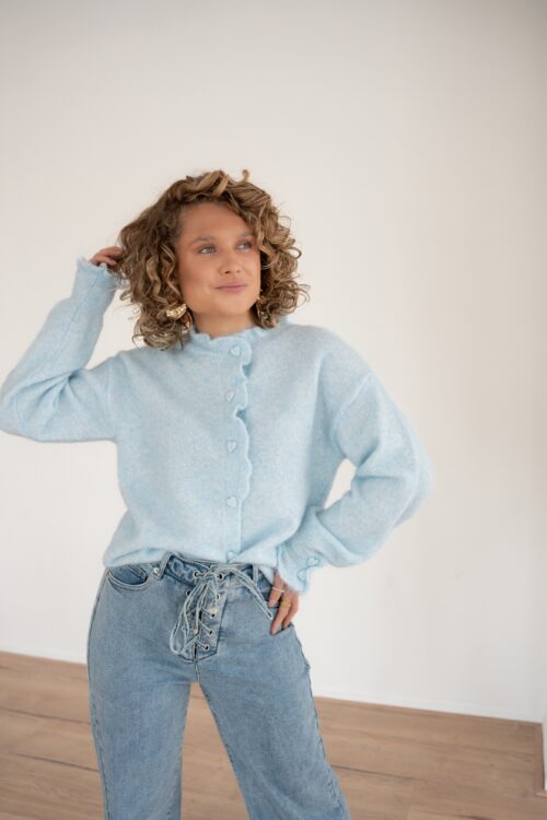 Marit Cardigan Heart Details Blue |