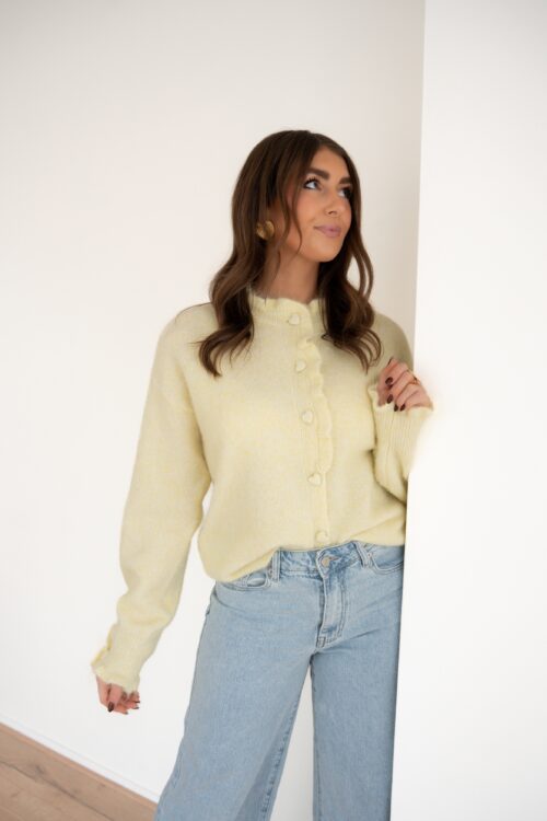Marit Cardigan Heart Details Yellow .