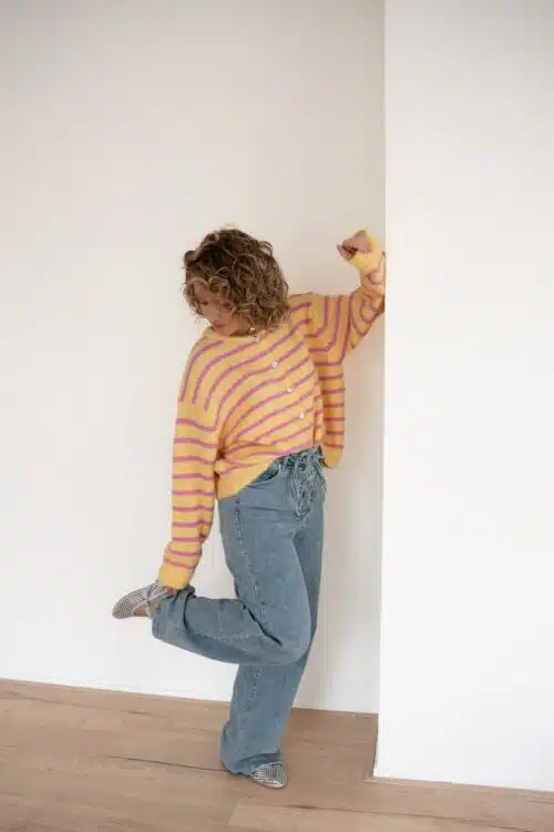 Alternative view of Jenthe Striped Cardigan Yellow Pink #