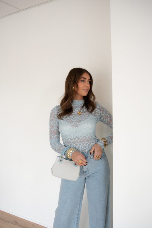 Alternative view of Abby Mesh Top Blue ~