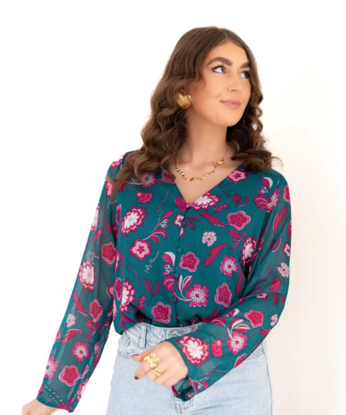 Lofty Manner Blouse Meva Silver Flower