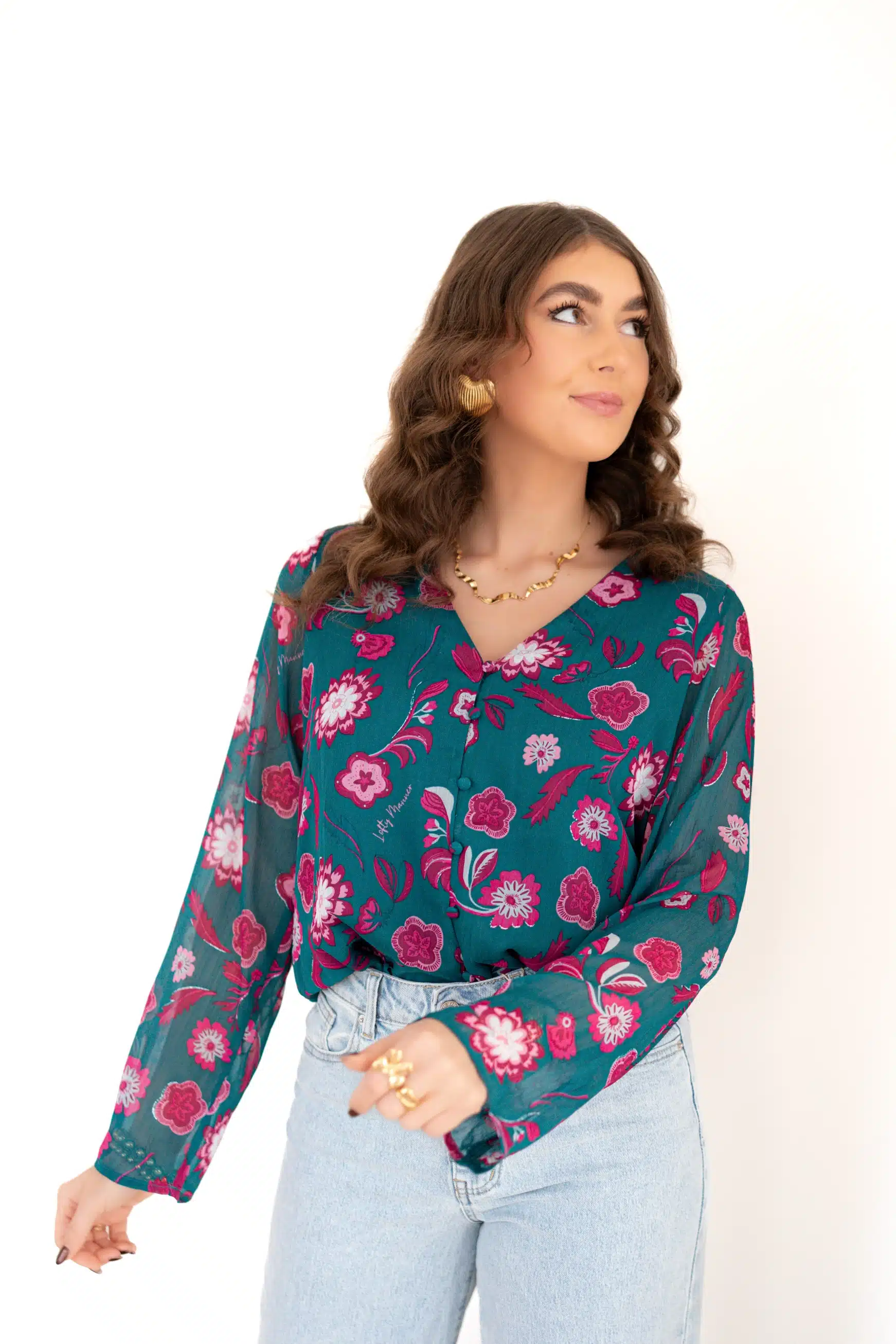 Lofty Manner Blouse Meva Silver Flower