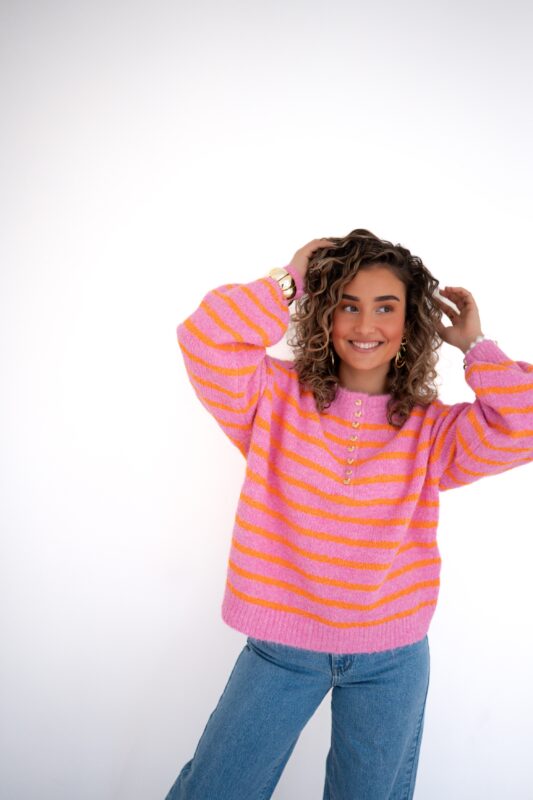 Alternative view of Julia Sweater Heart Detail Pink Orange ~