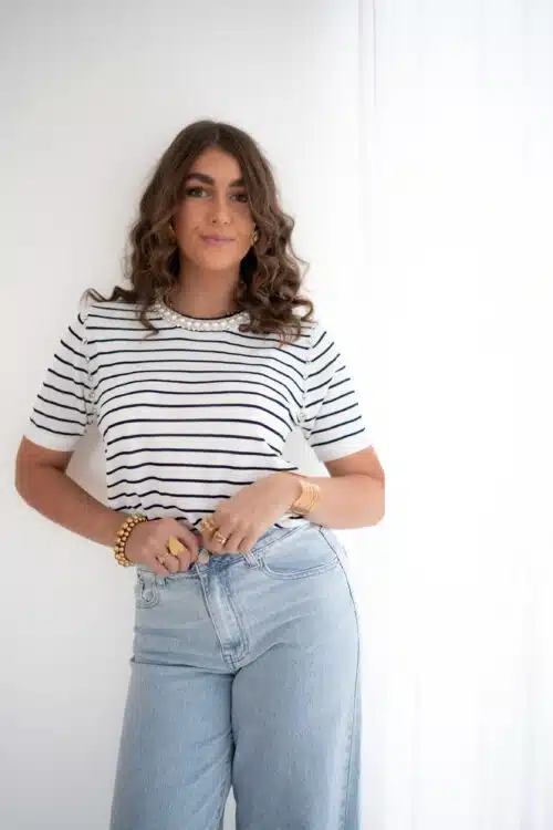 Alternative view of Emma Striped Shirt Shiny Pearl |