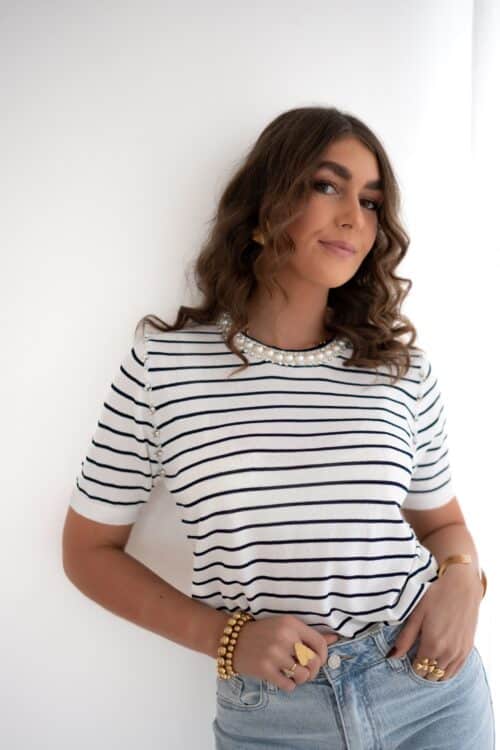 Emma Striped Shirt Shiny Pearl |