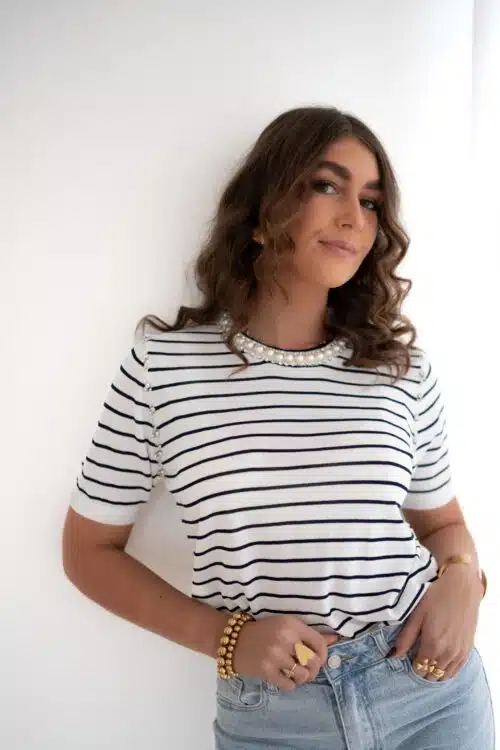 Emma Striped Shirt Shiny Pearl |