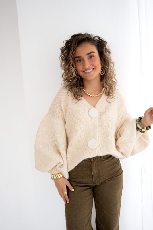 Alternative view of Noor Cardigan Beige .