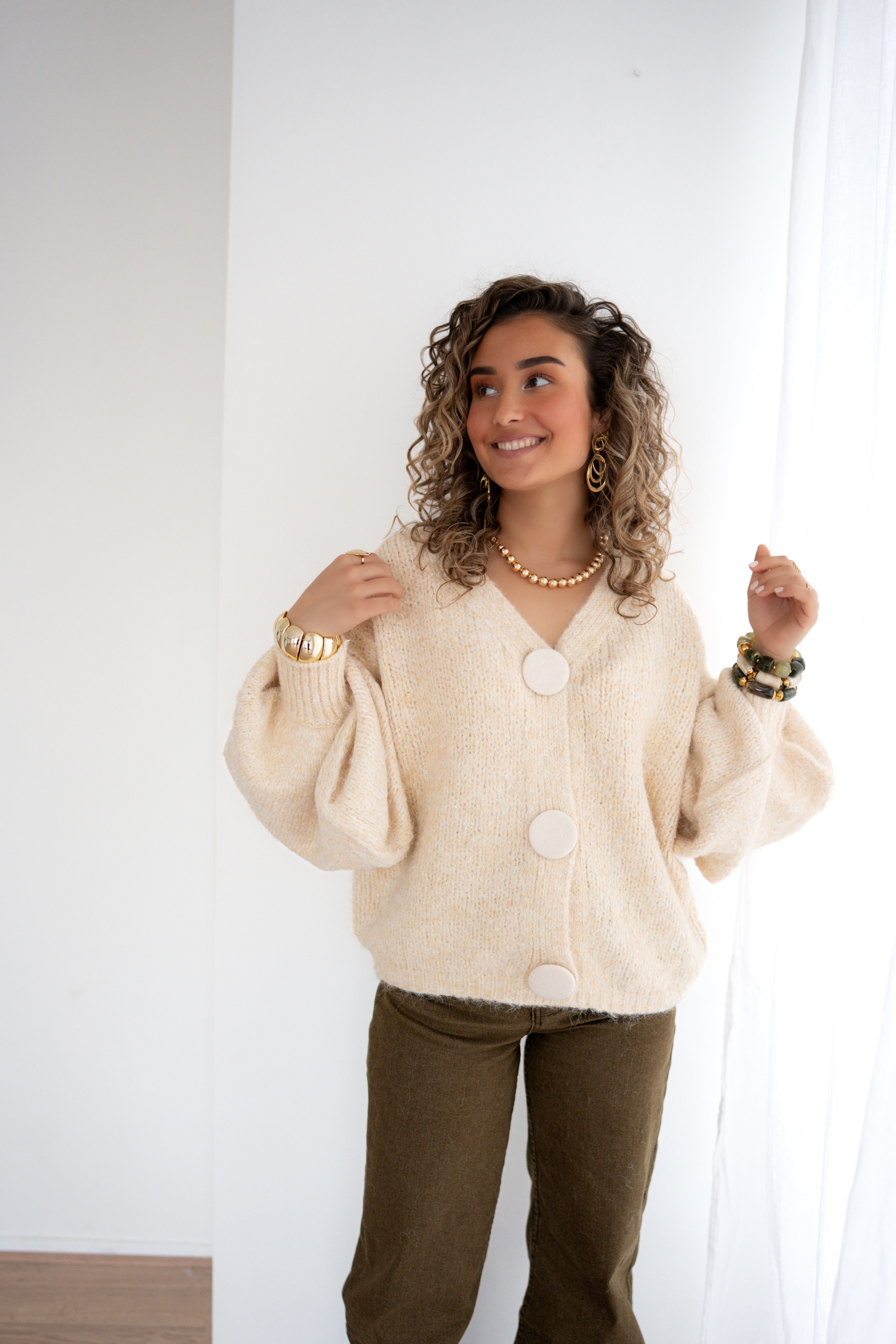 Noor Cardigan Beige . - Afbeelding 4