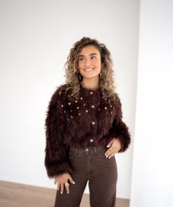 Alternative view of Fluffy Cardigan Stones Brown -
