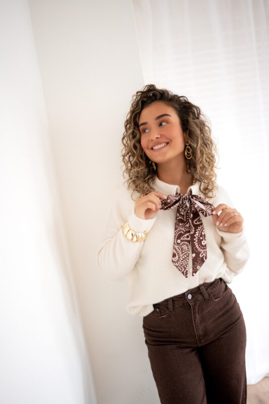 Alternative view of Livia Sweater Creme Bow Detail |