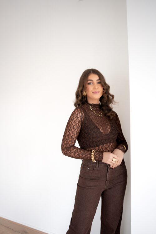 Alternative view of Flo Mesh Top Brown -