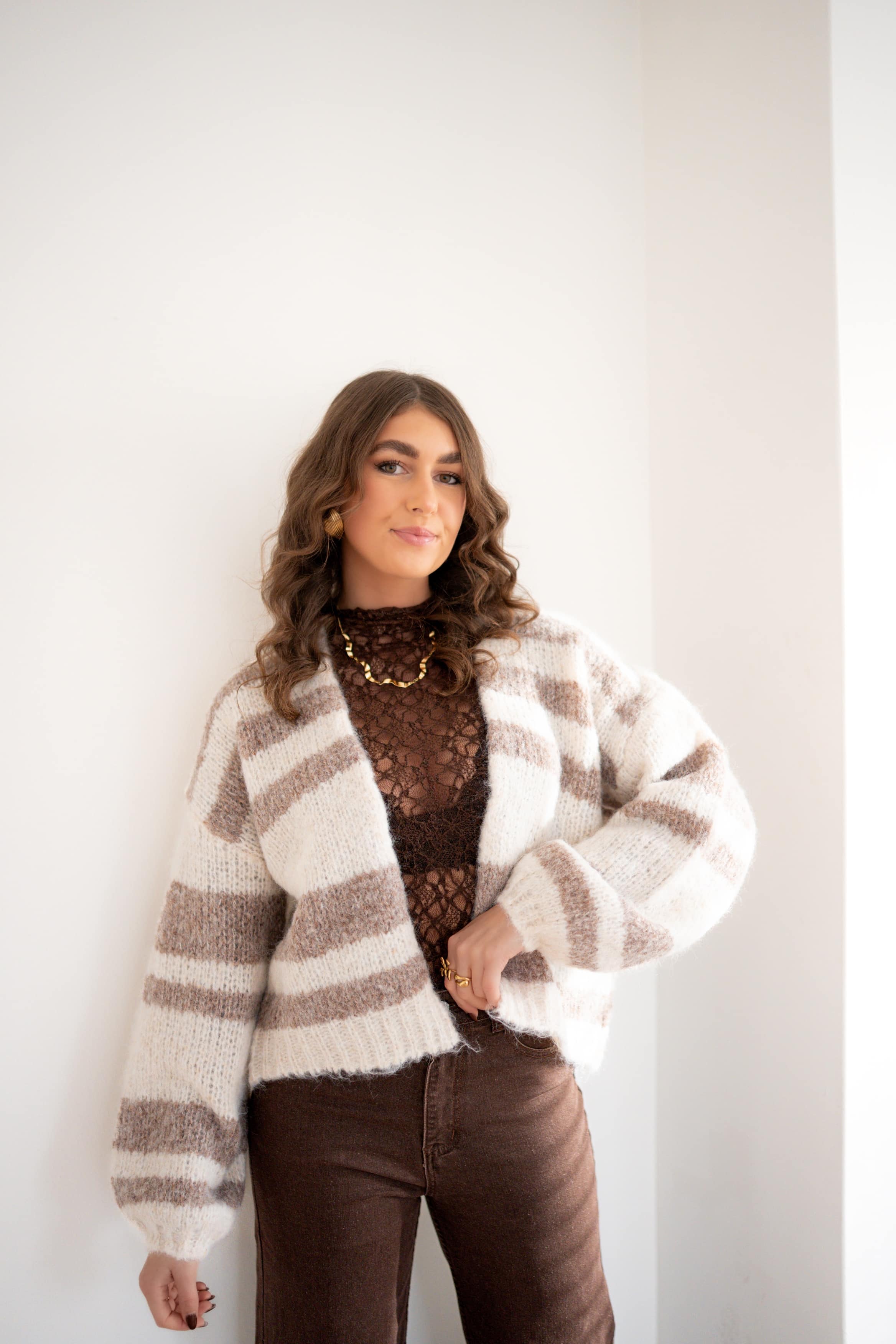 Loïs Striped Cardigan Beige *