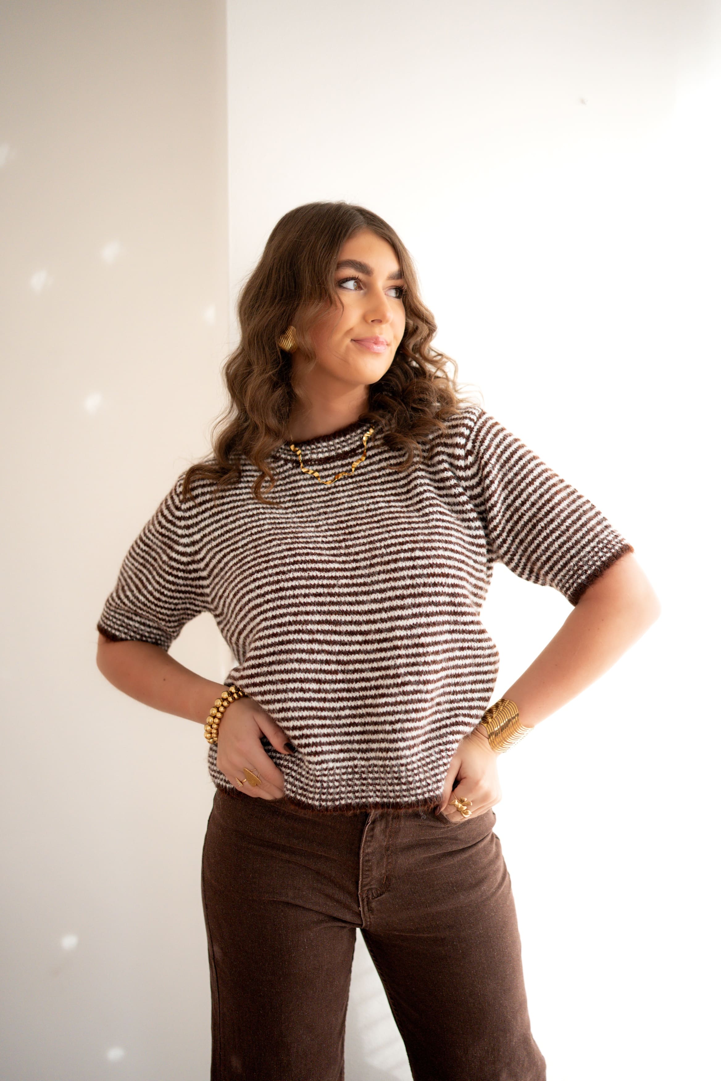 Suus Striped Sweater Brown ~ - Afbeelding 2