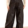 Yvana Baggy Leather Pants Brown 25025-1