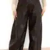 Yvana Baggy Leather Pants Brown 25025-1