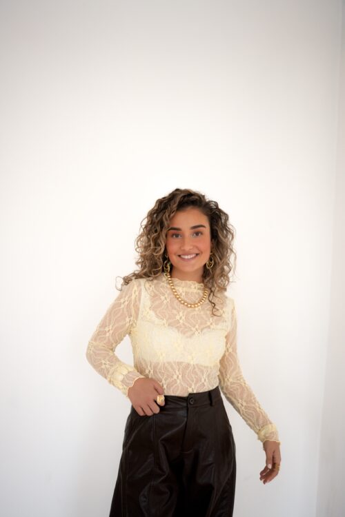 Alternative view of Jill Mesh Top Yellow ^