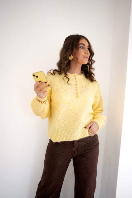 Alternative view of Julia Sweater Heart Detail Yellow |