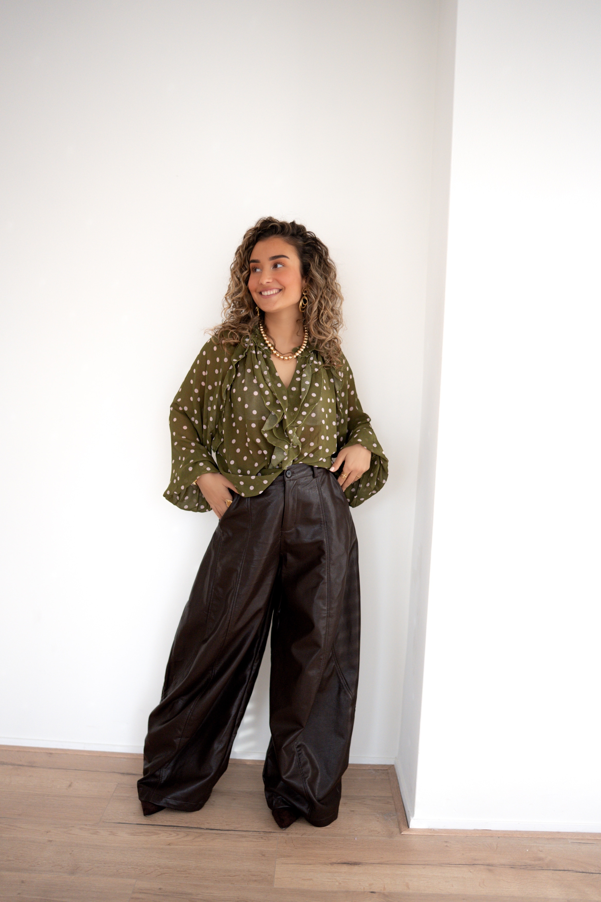 Lisa Blouse Dot Green Pink ~ - Afbeelding 5