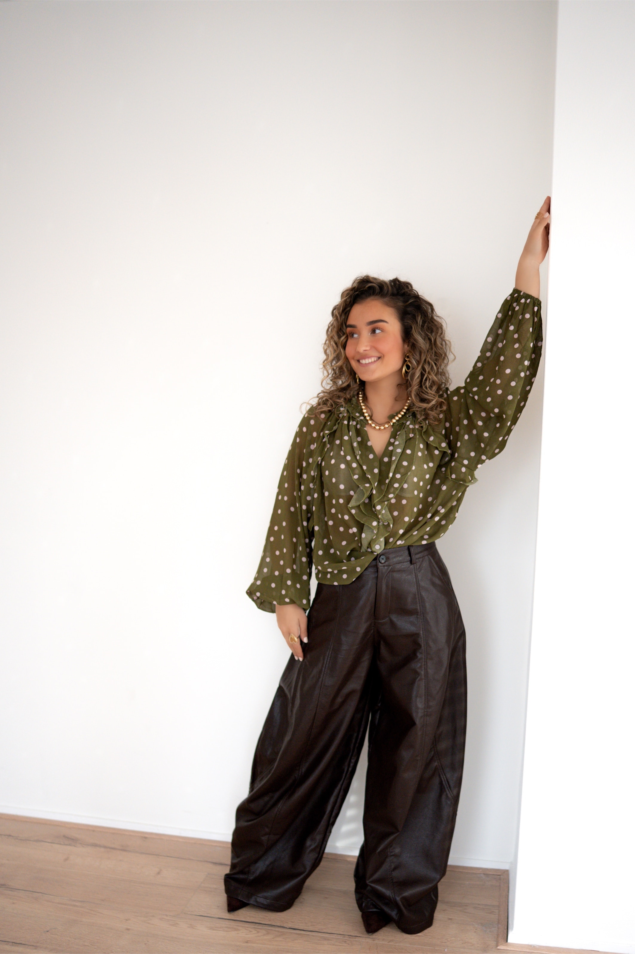 Lisa Blouse Dot Green Pink ~ - Afbeelding 4