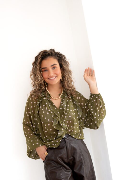 Alternative view of Lisa Blouse Dot Green Pink ~