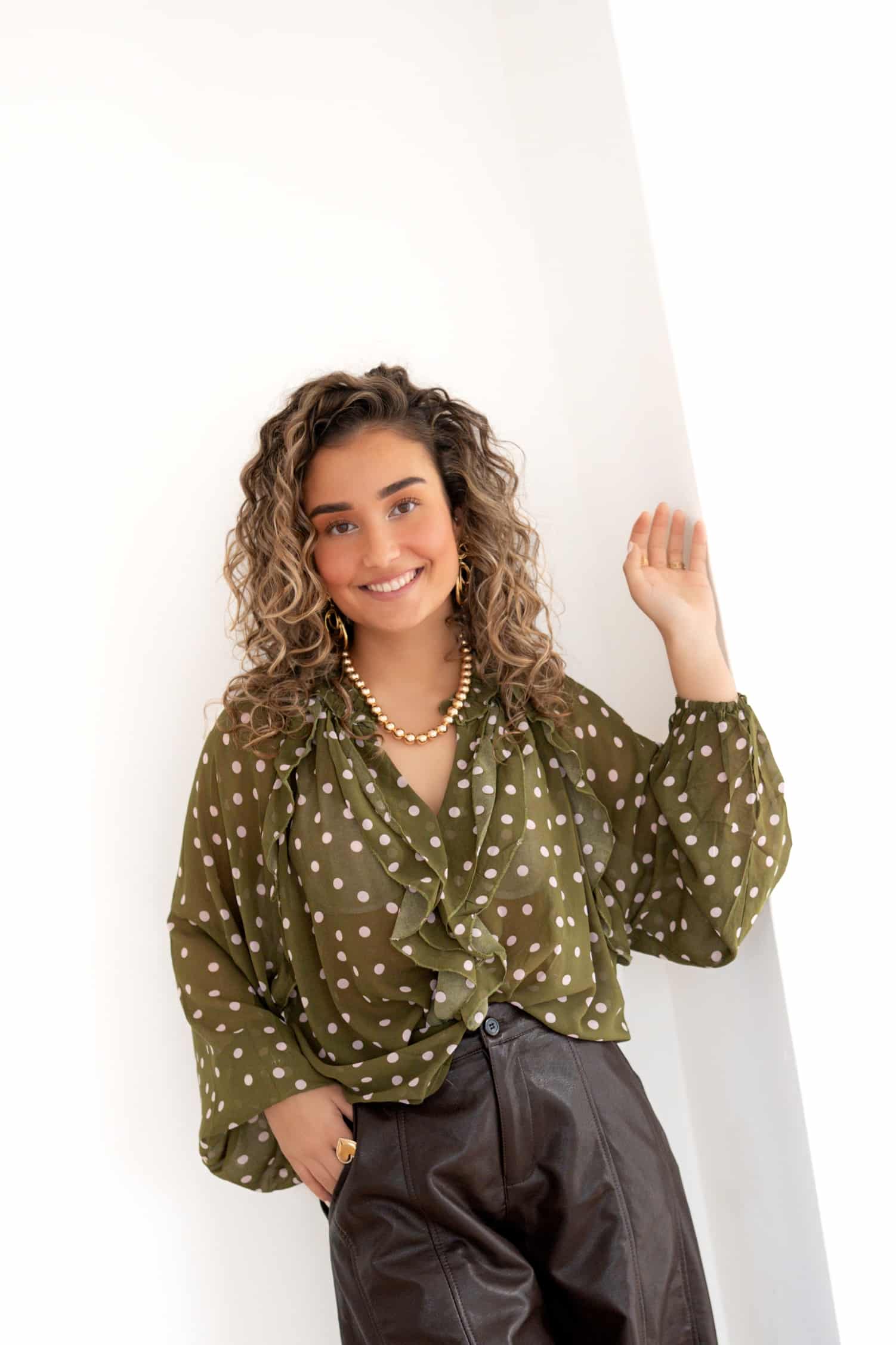 Lisa Blouse Dot Green Pink ~ - Afbeelding 2