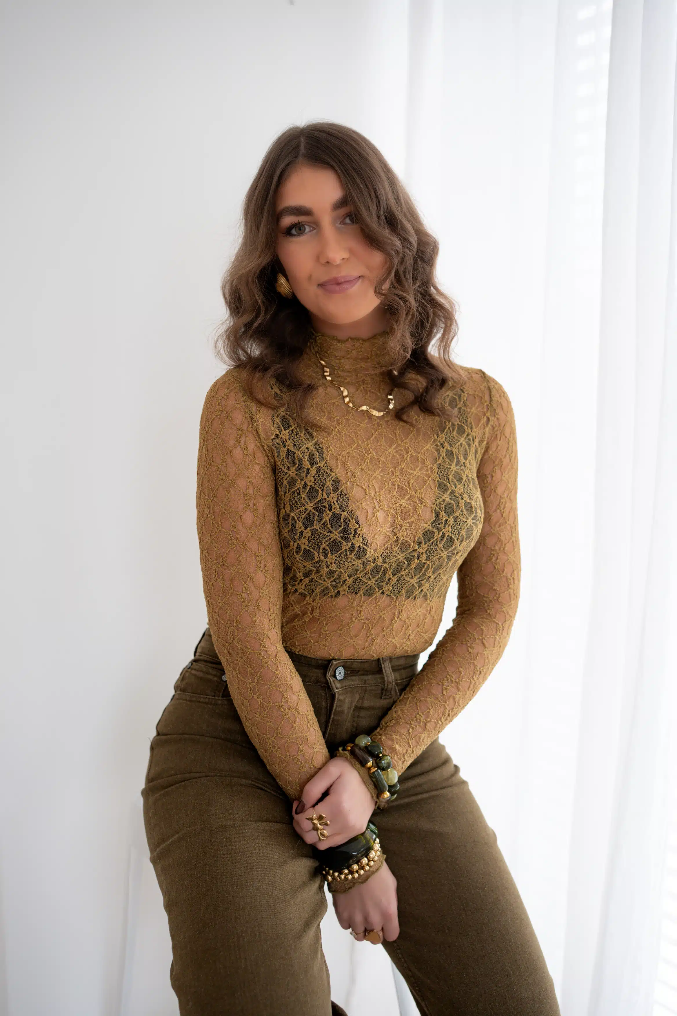 Flo Mesh Top Olive ^