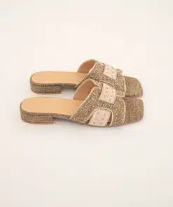 Babouche Sandal G-Joni-162 Taupe Beige Gold