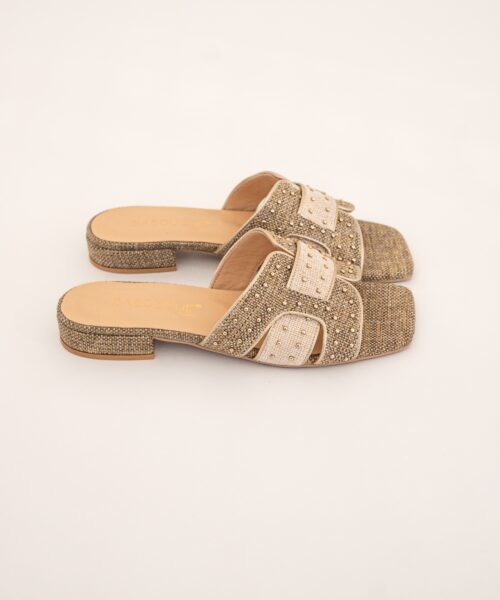 Babouche Sandal G-Joni-162 Taupe Beige Gold